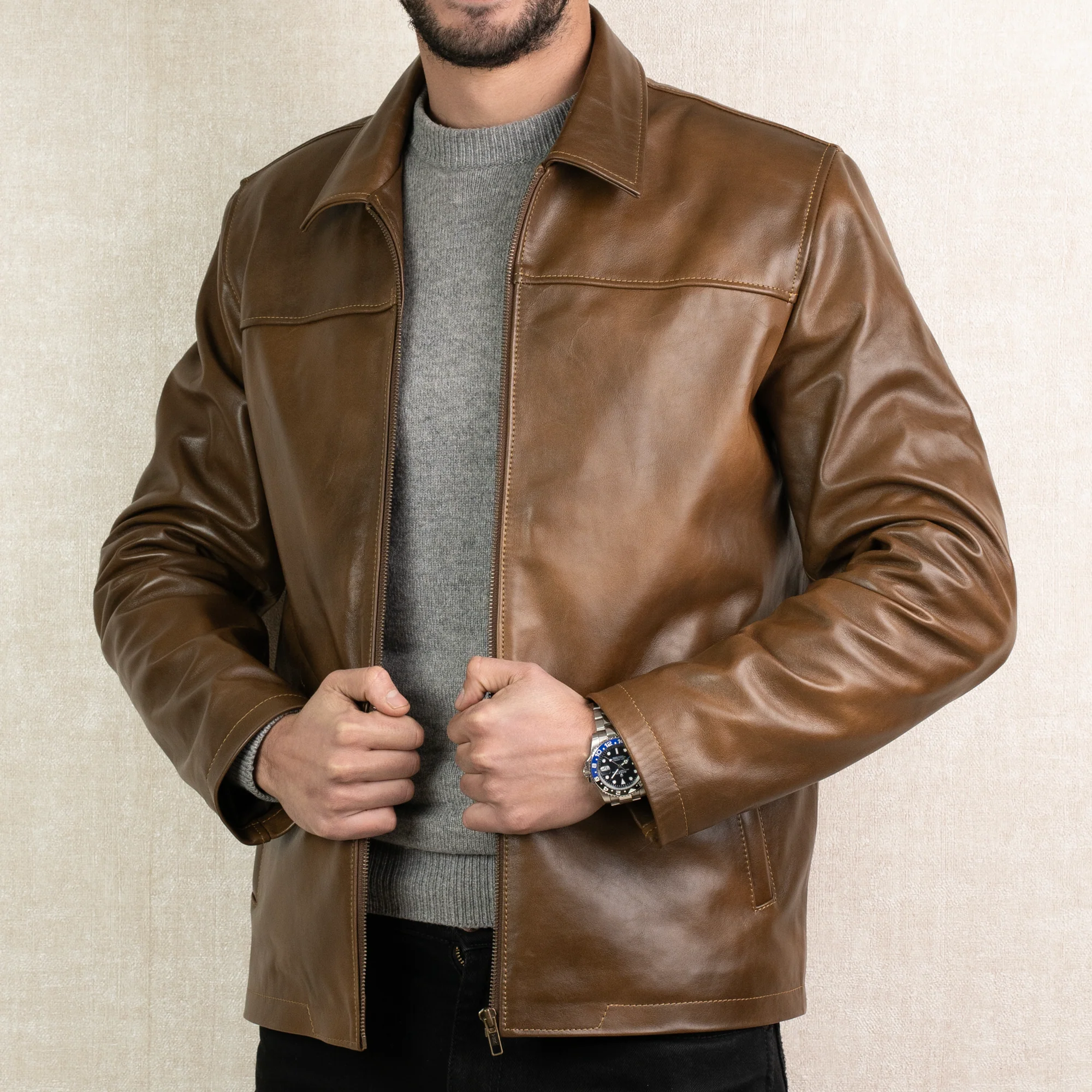 Heritage: Veste Hommes - Cuir Marron patiné – Image 5