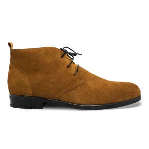Ashley: Demi Bottes Homme- Daim Cognac