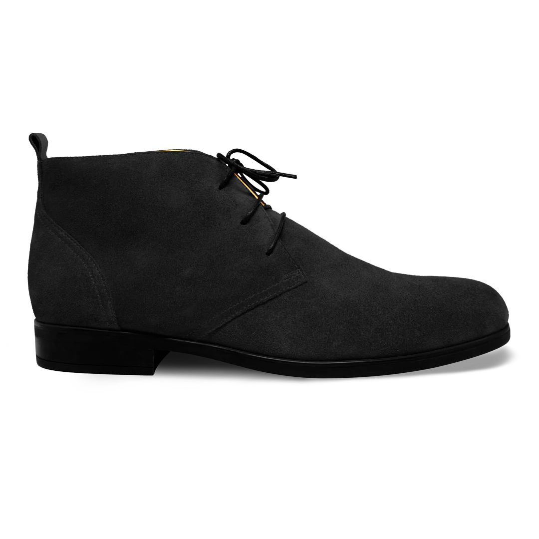 Ashley: Demi Bottes Homme- Daim Noir