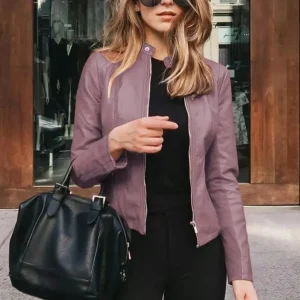 Veste Sportive en Cuir pour Femme