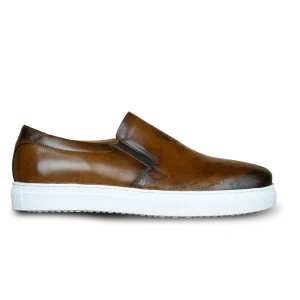 Lurgan: Sneakers Homme - Cuir Marron Gravé