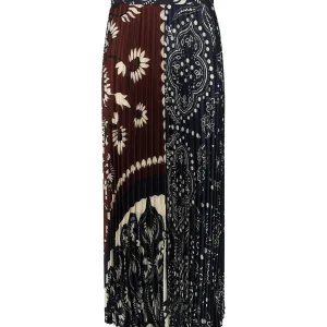 MAX MARA WEEKEND MILORD BLUE AND BROWN MIDI SKIRT