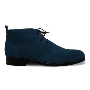 Ashley: Demi Bottes Homme- Daim Bleu Nuit