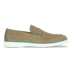 Rafter: Mocassin Homme - Daim Beige/Vert