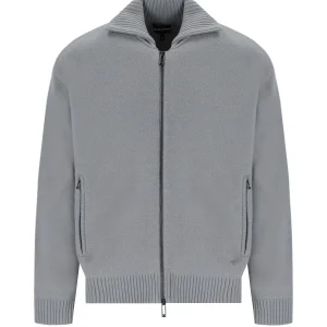 EMPORIO ARMANI GREY ZIPPED CARDIGAN