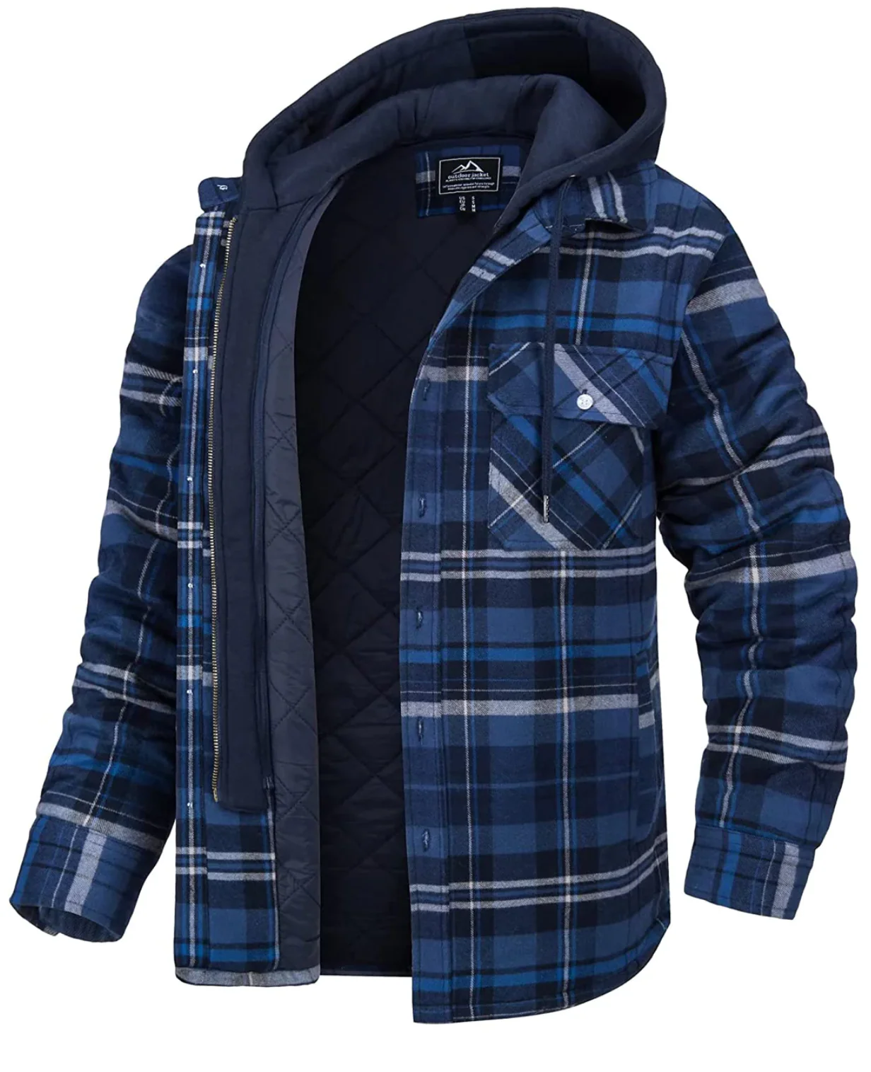 Veste à Carreaux avec Capuche pour Hommes – Image 5