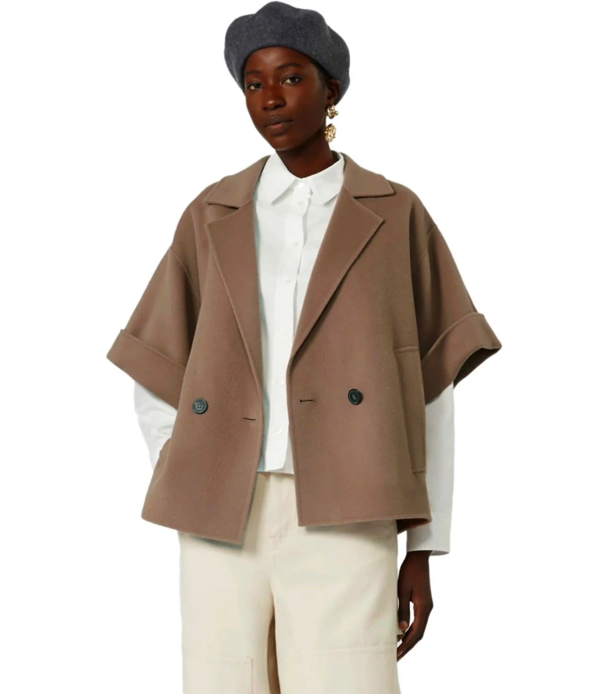 MAX MARA WEEKEND PERA BROWN SHORT COAT – Image 6