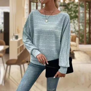 Pull Large à Col Rond pour Femmes
