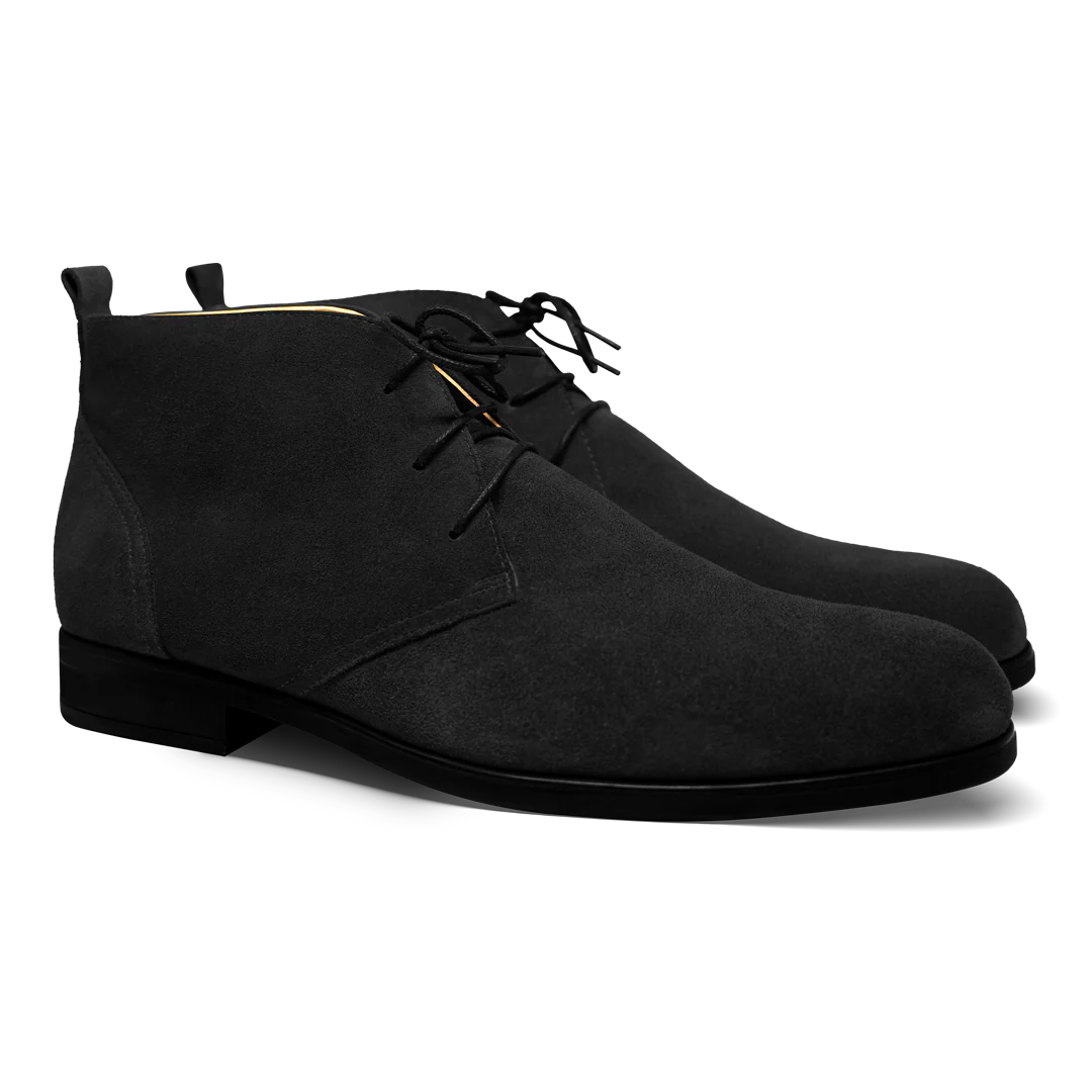 Ashley: Demi Bottes Homme- Daim Noir – Image 4