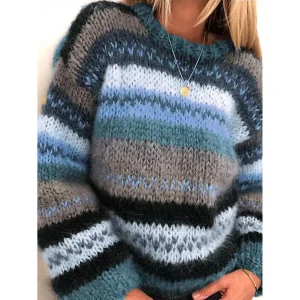Pull en Maille Rayée pour Femmes