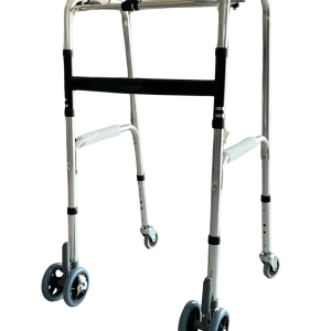 Déambulateur pliable réglable en hauteur 4 roues - avec 2 roues jumelées à rotation frictionnelle