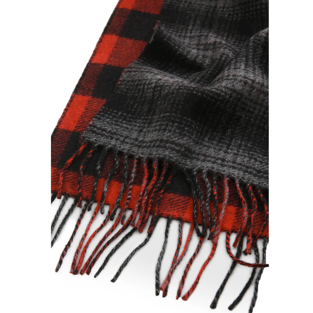WOOLRICH DOUBLE WOOL CHECK GREY SCARF – Image 4