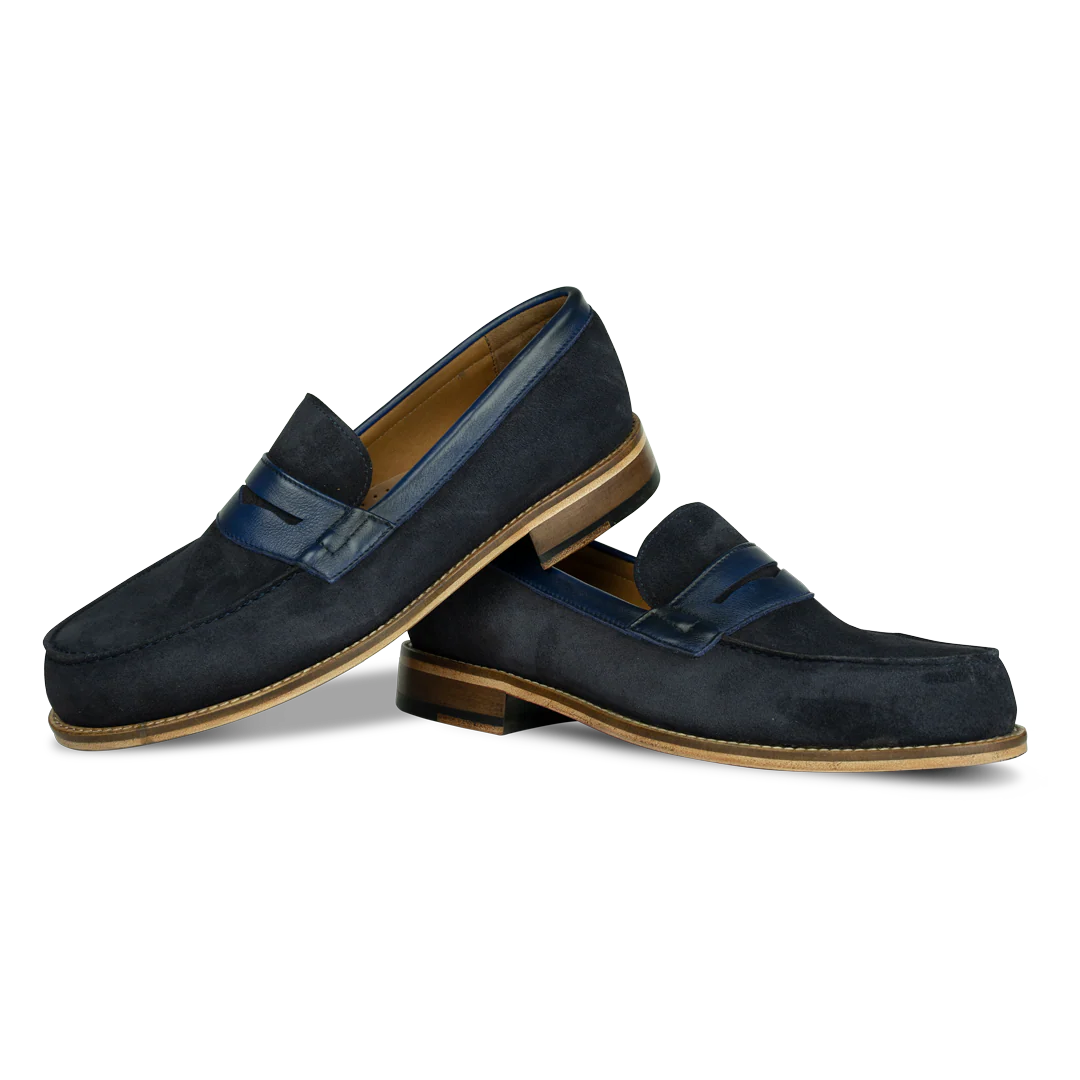 Beverley: Mocassin Homme - Daim Bleu – Image 5