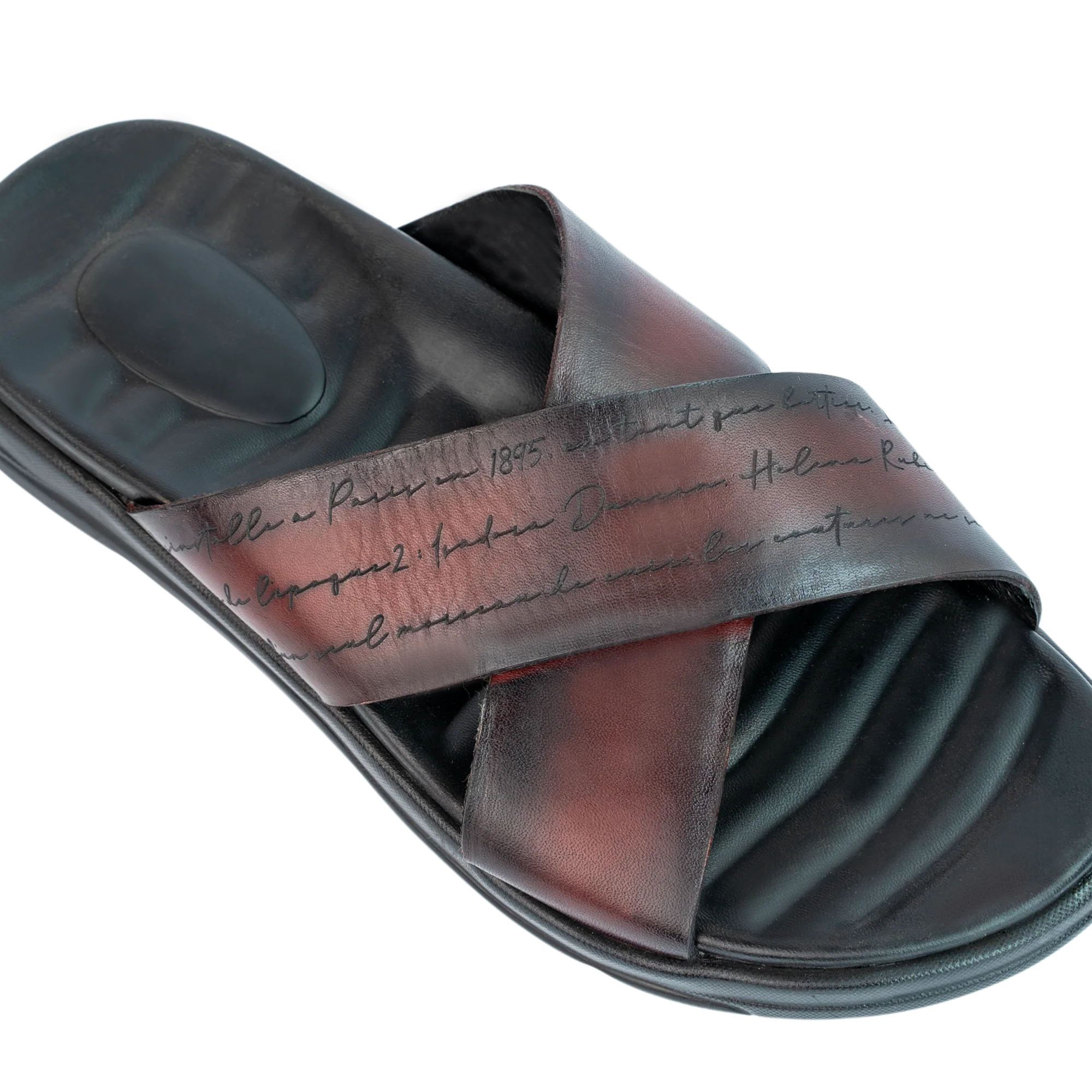 Opulent: Sandales Homme - Cuir Bordeaux Gravé – Image 5