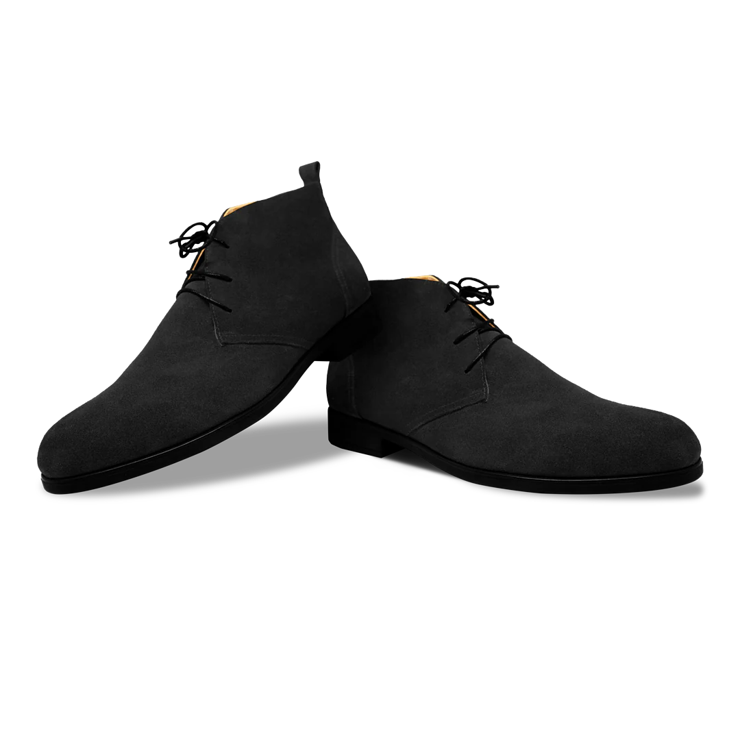 Ashley: Demi Bottes Homme- Daim Noir – Image 5