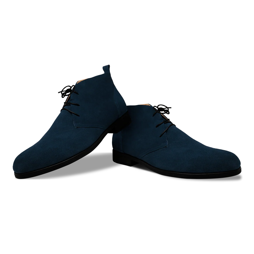 Ashley: Demi Bottes Homme- Daim Bleu Nuit – Image 4