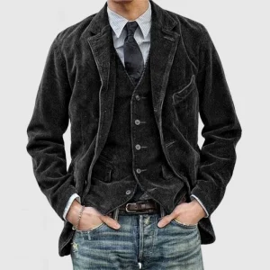 Blazer et Gilet en Velours Côtelé pour Hommes