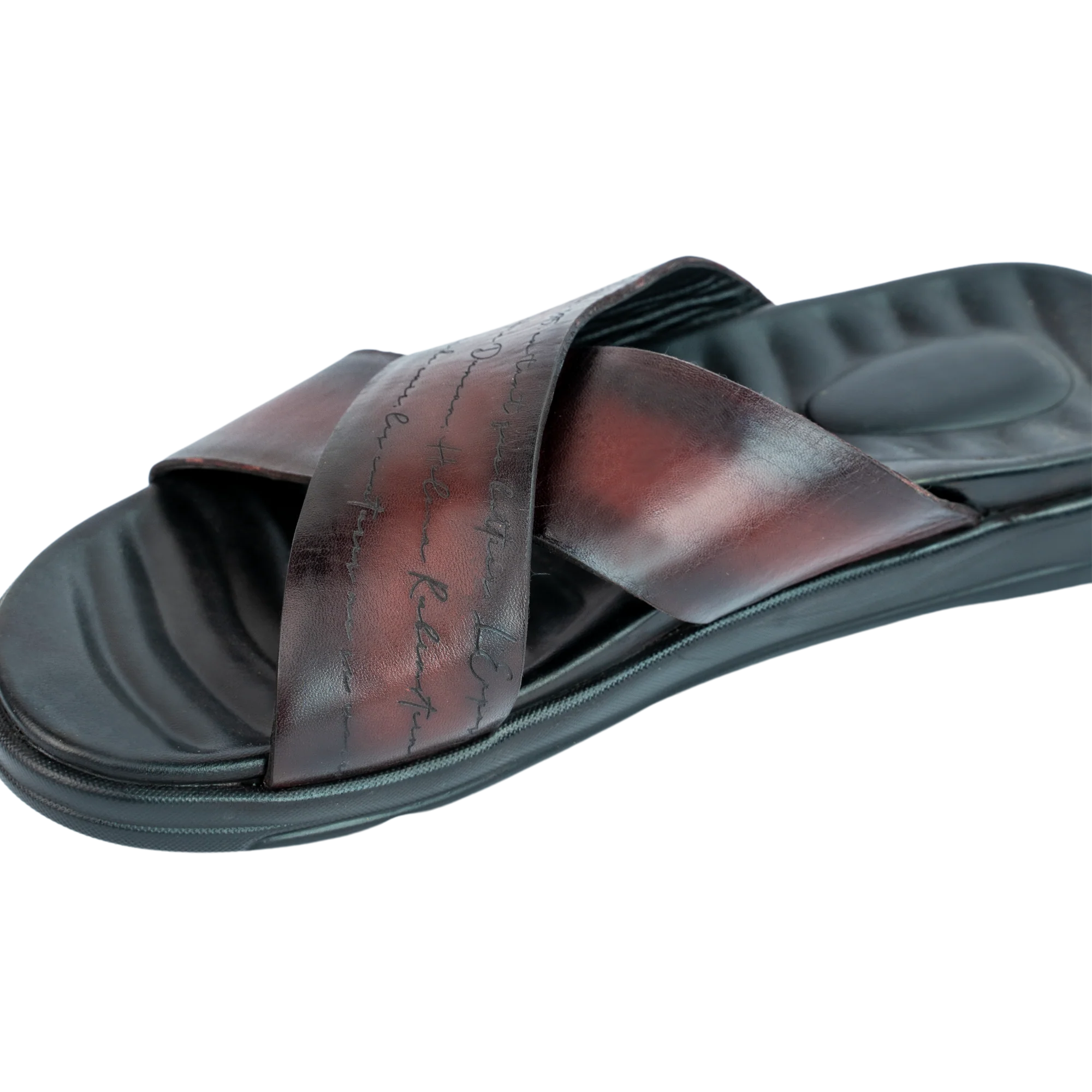 Opulent: Sandales Homme - Cuir Bordeaux Gravé – Image 4