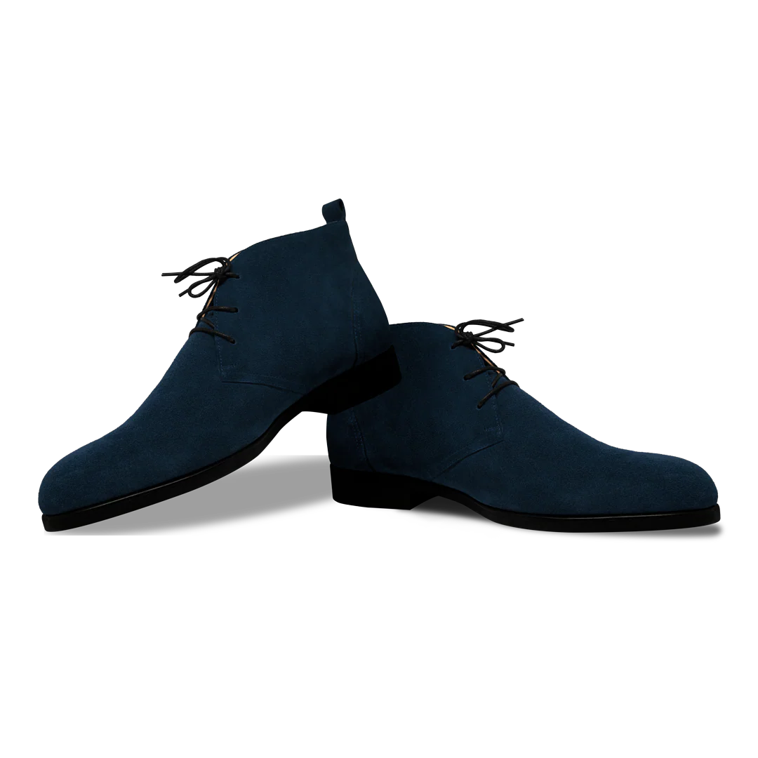 Ashley: Demi Bottes Homme- Daim Bleu Nuit – Image 5