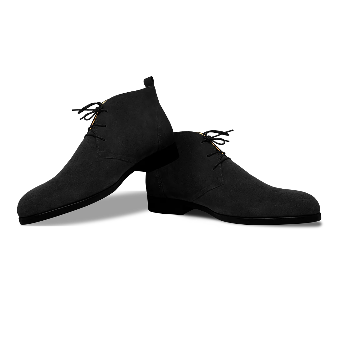 Ashley: Demi Bottes Homme- Daim Noir – Image 6