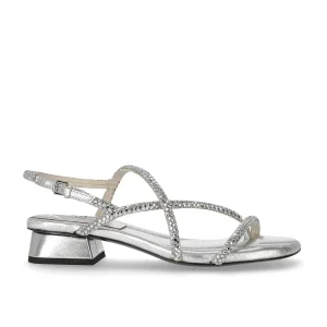 ASH ISLA SILVER MID-HEELED SANDAL