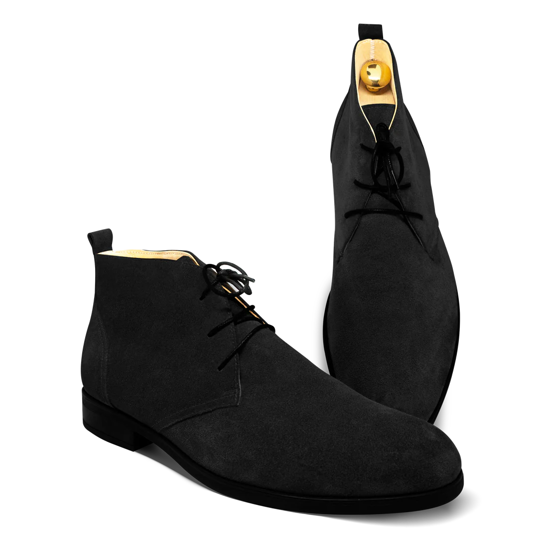 Ashley: Demi Bottes Homme- Daim Noir – Image 7