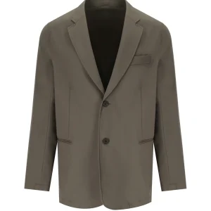 EMPORIO ARMANI TRAVEL ESSENTIAL BROWN SINGLE-BREASTED JACKET