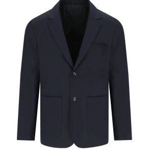 EMPORIO ARMANI NAVY BLUE SINGLE-BREASTED JACKET