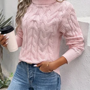 Pull Décontracté à Col Roulé pour Femmes