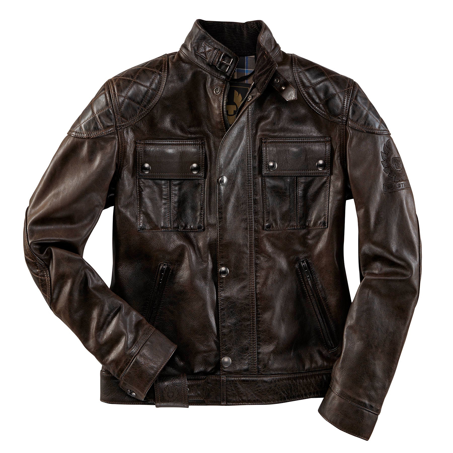 Belstaff Motorcycle Lederjacke Brooklands Braun – Image 2
