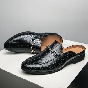 Mocassins Mules à Bout Fermé et Motif Crocodile pour Homme