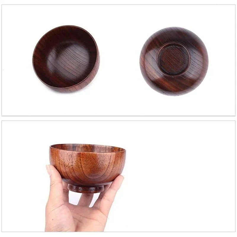 2 Bols en Bois Japonais avec Cuillères – Image 3