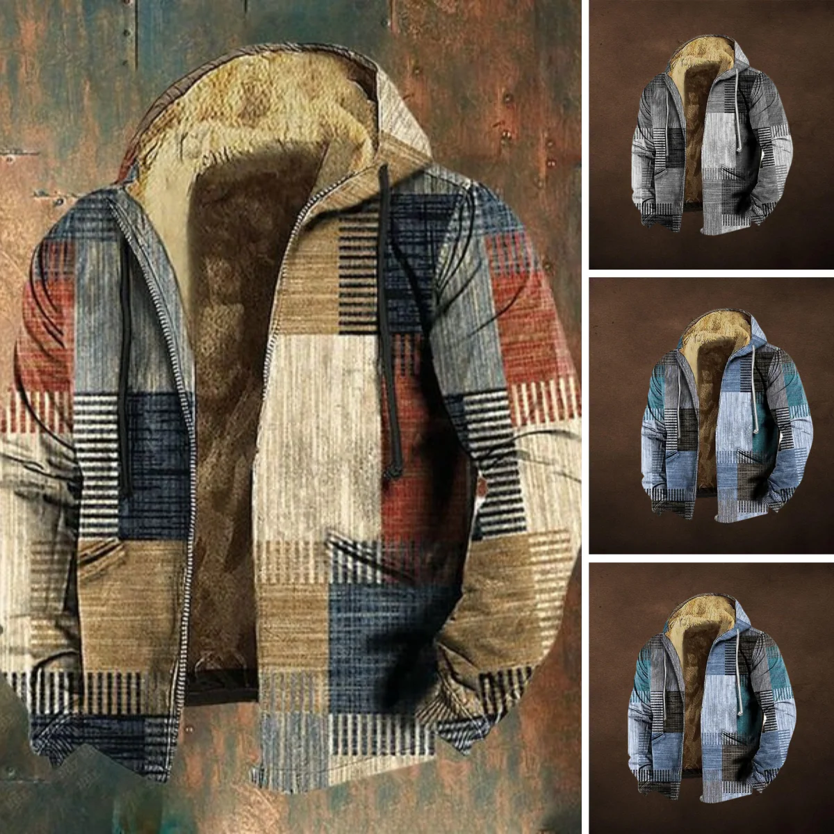 Veste à Capuche avec motifs Patchwork pour Hommes – Image 6