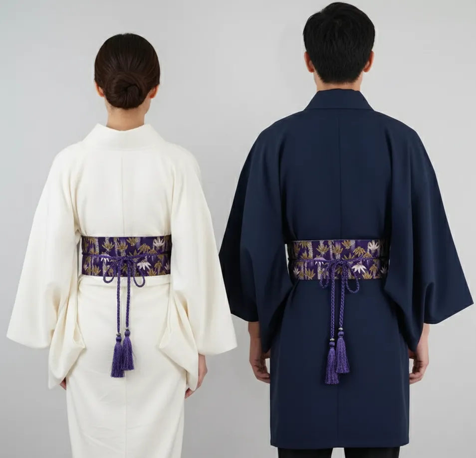 Ceinture Obi à cordon tressé Violet Bambou – Image 3