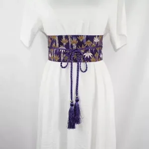 Ceinture Obi à cordon tressé Violet Bambou