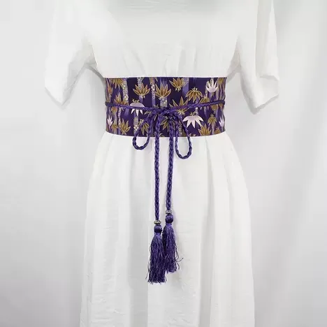 Ceinture Obi à cordon tressé Violet Bambou – Image 2