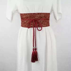 Ceinture obi à cordon tressé Rouge Nuages