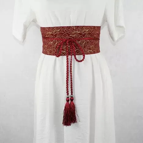 Ceinture obi à cordon tressé Rouge Nuages – Image 2