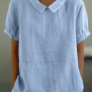 Chemisier en Lin à Manches Courtes pour Femme