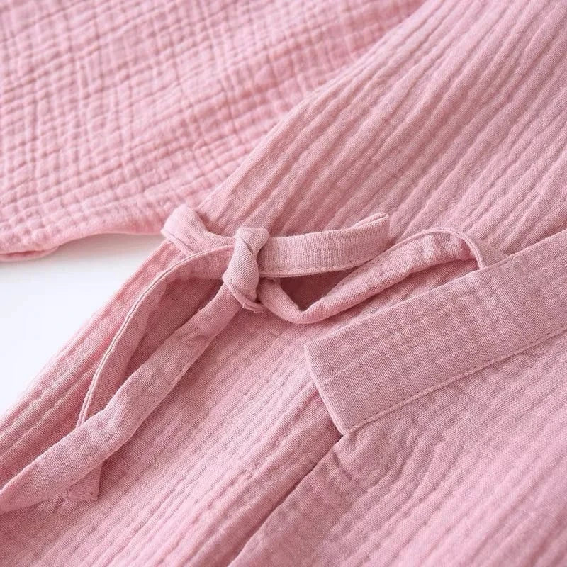 Ensemble jinbei rose en coton – Image 3