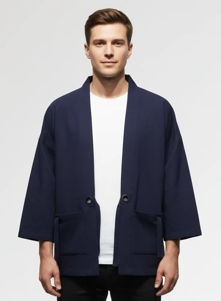 Haori ample bleu marine – Image 4