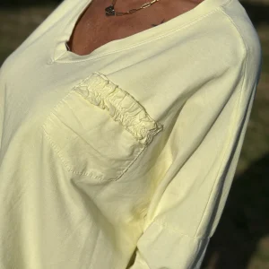 Sweat fin jaune POCHE FROUFROU