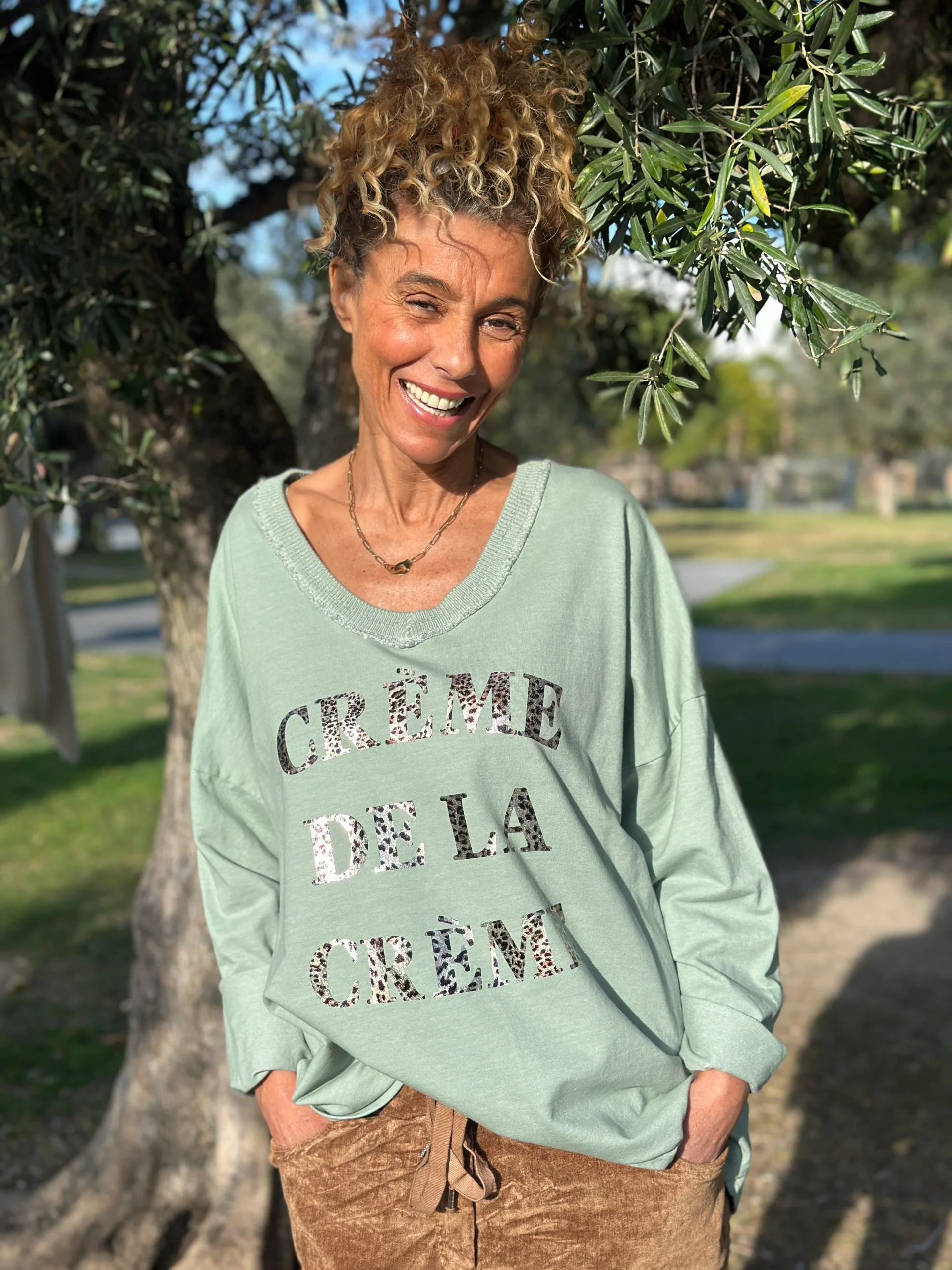 Sweat vert amande CREME – Image 2