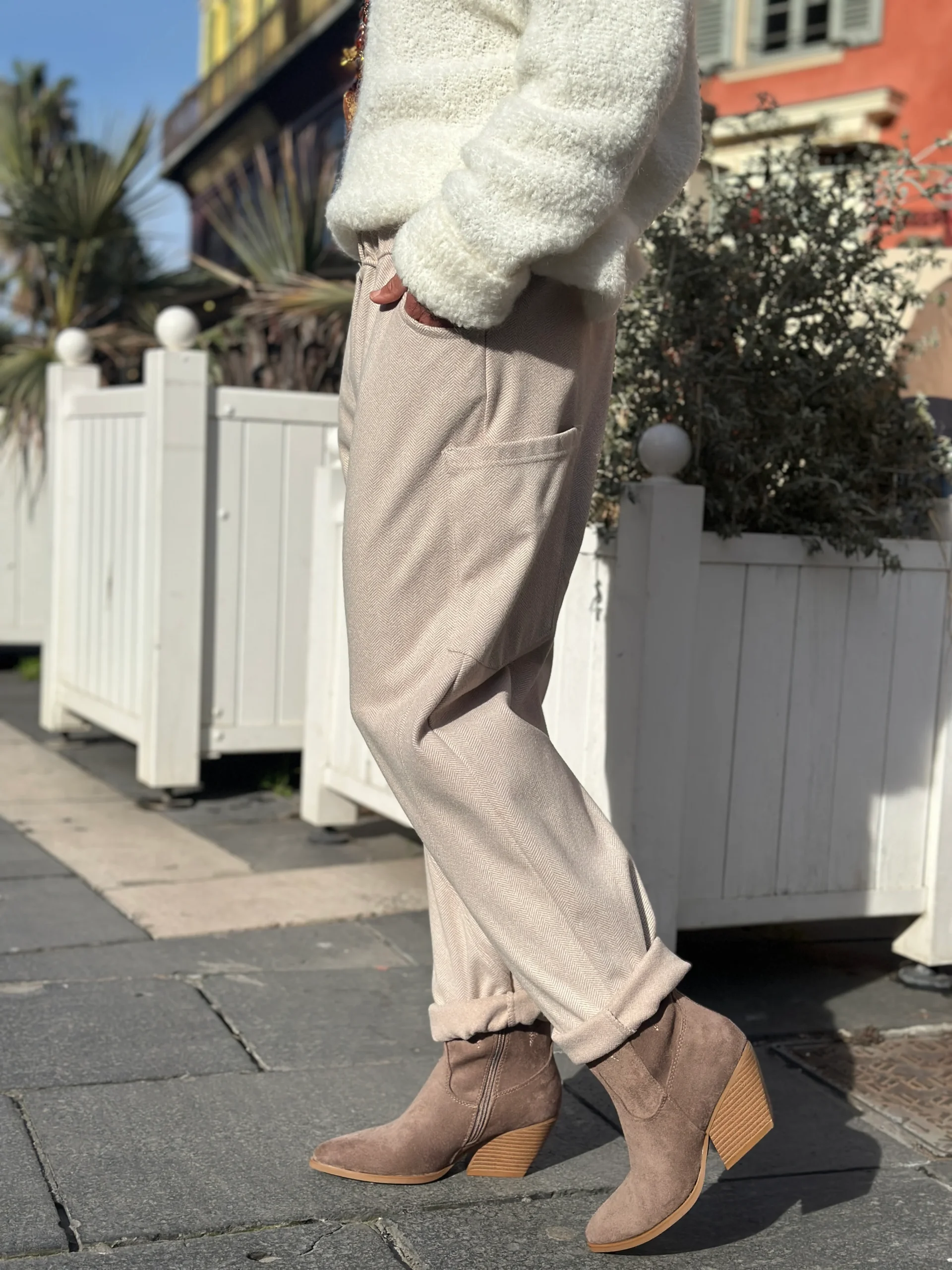 Pantalon beige CHEVRON – Image 7