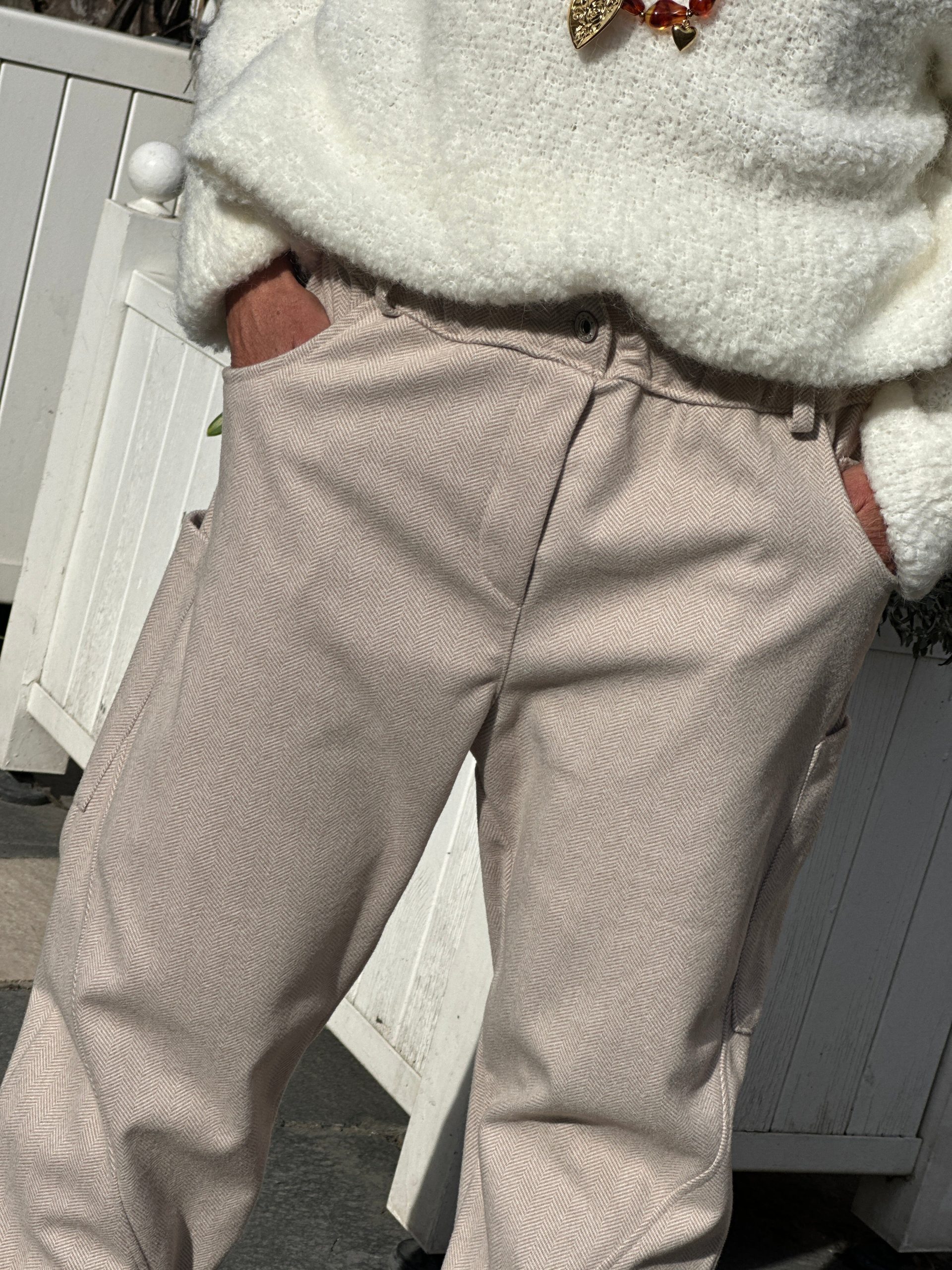 Pantalon beige CHEVRON – Image 5