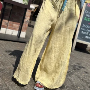Pantalon en lin jaune MAYA