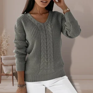 Pull en Tricot à Col en V pour Femmes