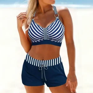 Maillot De Bain Deux Pièces Halter Avec Short Pour Femme