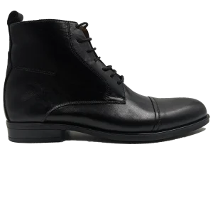 Barney: Demi Bottes Homme - Cuir Noir