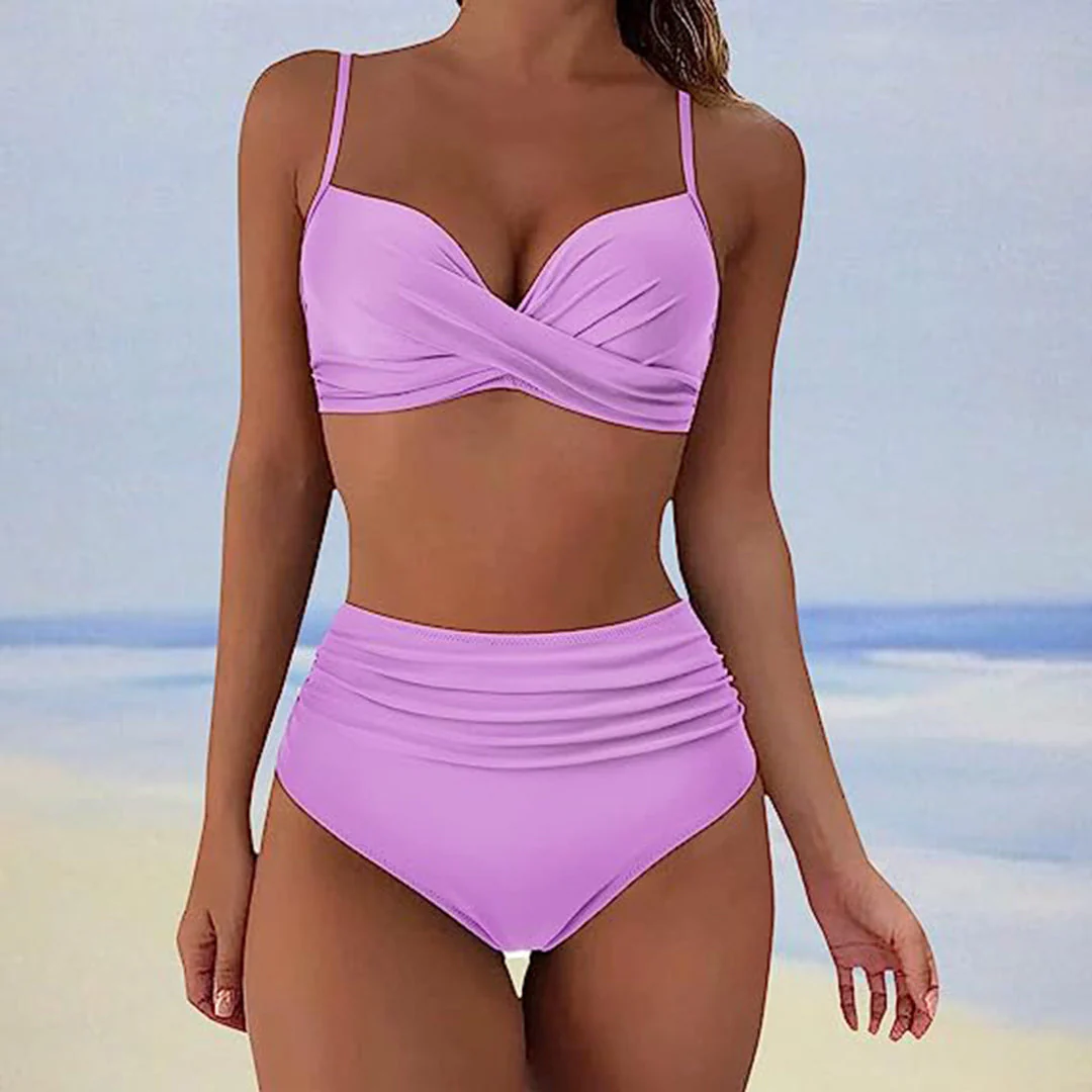 Bikini Taille Haute avec Haut Croisé pour Femme – Image 5